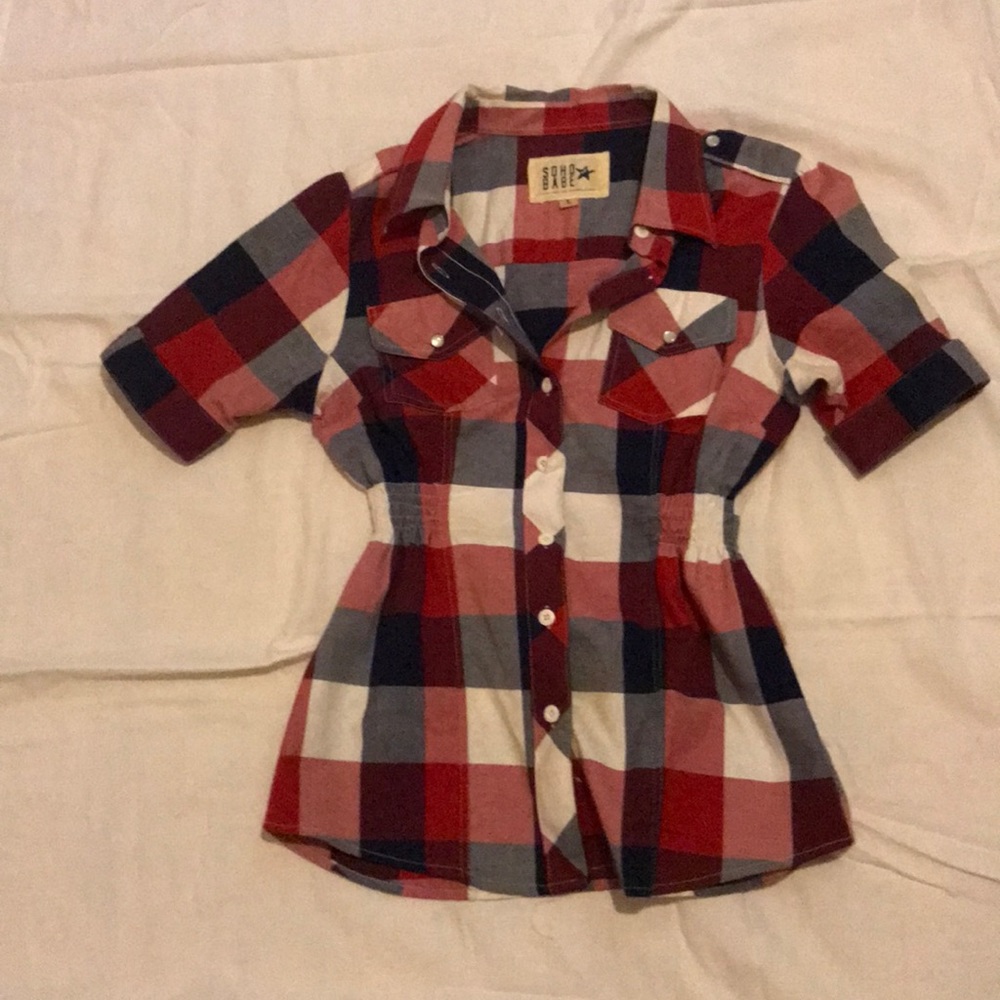 Button up flannel with design on back